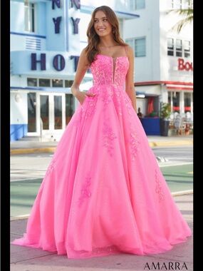 Amarra Pink Ball Gown Prom Dress